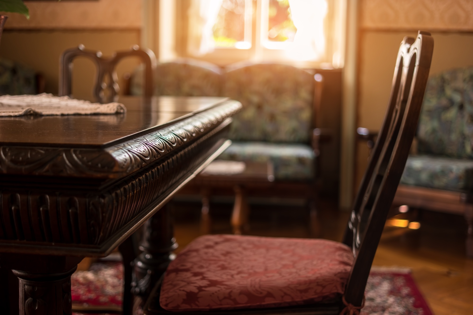 Antique table and chair.