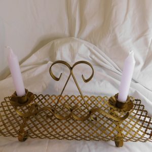 Gold Painted Cloverleaf Metal Candle Holder