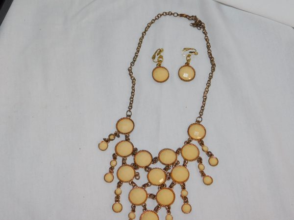 Vintage Mudd Gold Cluster Necklace W/ Earrings - Image 2